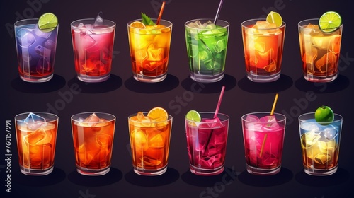 Artistic glowing neon illustration of cocktail glasses on a dark background, perfect for nightlife