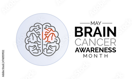 Brain Cancer awareness month is observed each year in May. That s supporting and awaring people illness of brain tumor. Vector illustration.