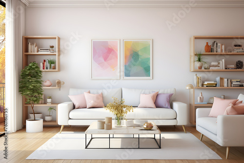 Contemporary Living Room Decoration with Pastel Shades and Indoor Plants © Luke