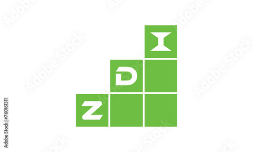 ZDI initial letter financial logo design vector template. economics, growth, meter, range, profit, loan, graph, finance, benefits, economic, increase, arrow up, grade, grew up, topper, company, scale