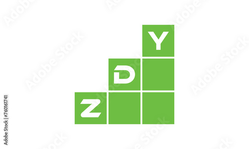 ZDY initial letter financial logo design vector template. economics, growth, meter, range, profit, loan, graph, finance, benefits, economic, increase, arrow up, grade, grew up, topper, company, scale photo