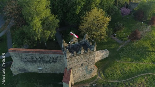 Castle Ruins Nowy Sacz Aerial View Poland photo