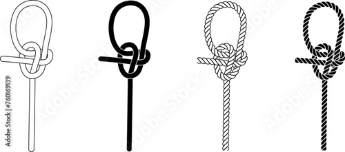 Eskimo bowline rope knot icon set