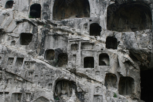Longmen Grottoes are a series of rock shrines in which Buddhist subjects are portrayed, a UNESCO heritage site is one of the most famous sites in China (1) © Gianpiero
