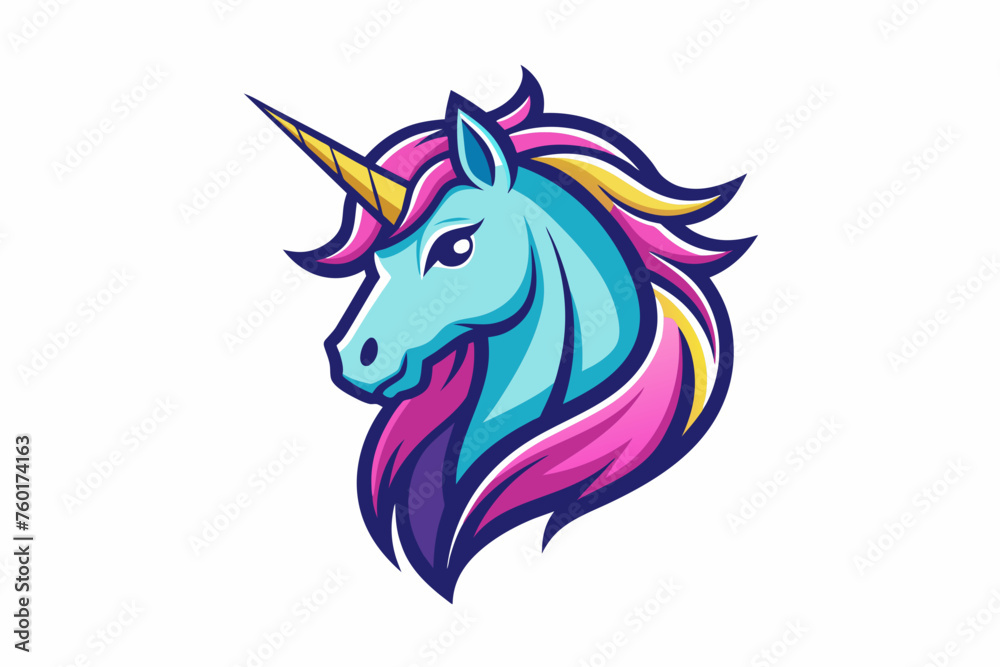 Unicorn logo, on white background vector art illustration