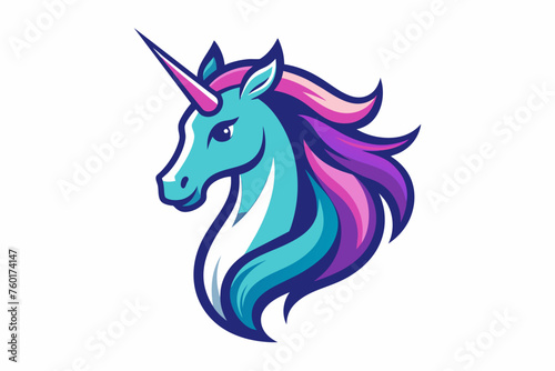 Unicorn logo, on white background vector art illustration © Mohammad