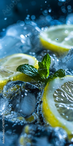 Limão Gelado Refrescante em Um Copo de Vidro photo