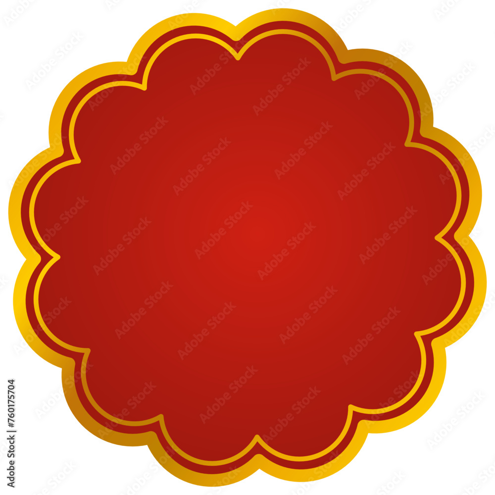 Red round label with golden outline
