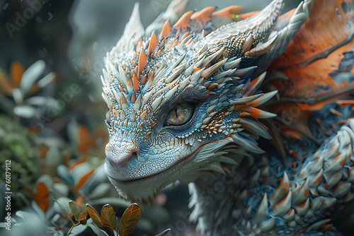 A whimsical and enchanting image featuring a magical creature from a fairy-tale world  a small and mystical dragon.