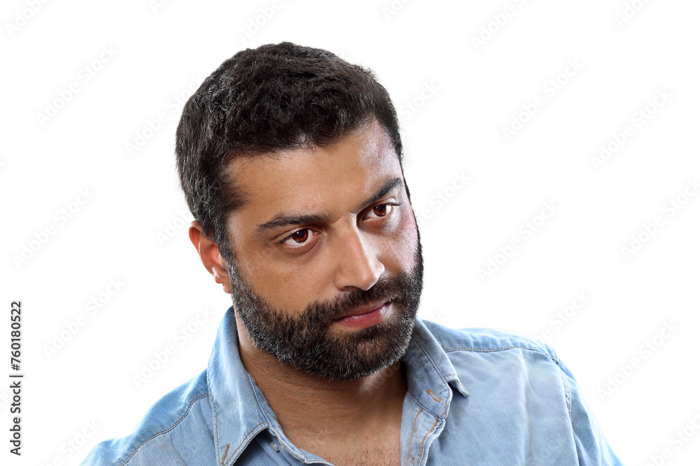 Obraz premium bearded young man in casual outfit on cutout background
