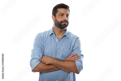 bearded young man in casual outfit on cutout background © Luiz Henrique Mendes
