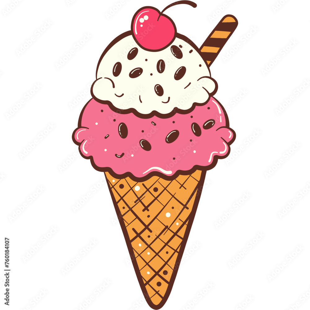 ice cream cone with cherry ice cream cone with cherry