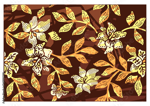 Indonesian batik motifs with very distinctive, exclusive plant patterns. vector EPS 10