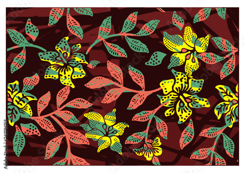 Indonesian batik motifs with very distinctive, exclusive plant patterns. vector EPS 10