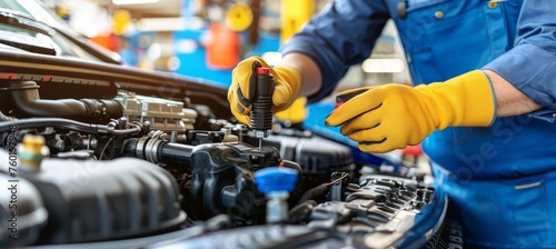 Expert mechanic s hands conducting car repairs in professional auto service workshop © Ilja