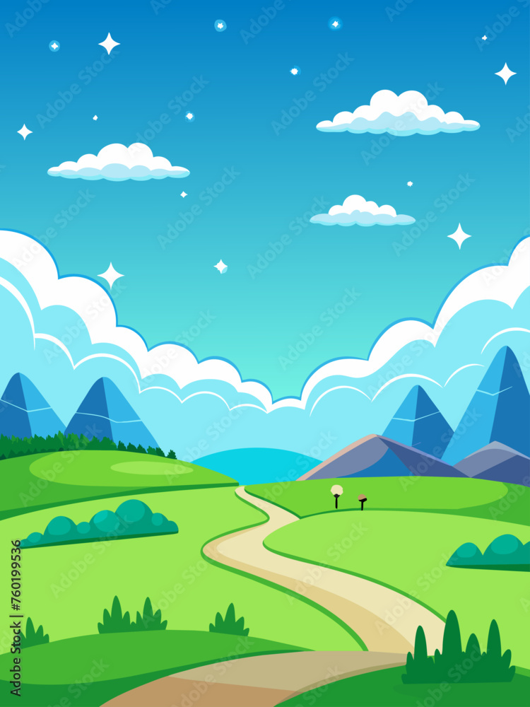 A serene sky vector landscape with a gradient fade from light to dark blue.