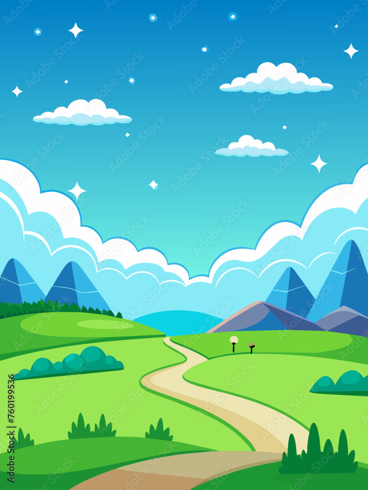 Fototapeta premium A serene sky vector landscape with a gradient fade from light to dark blue.