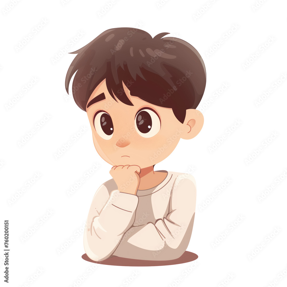 Illustration of confused cute boy