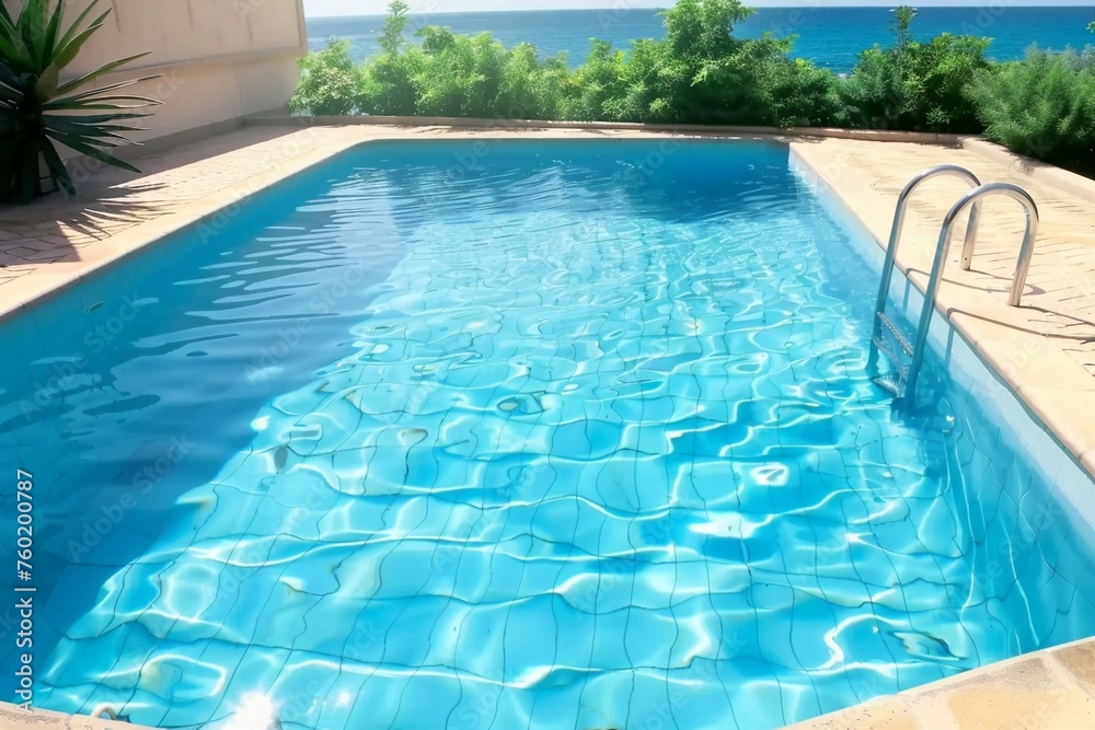 Swimming pool blue transparent water. generative ai.
