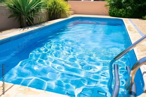 Swimming pool blue transparent water. generative ai.