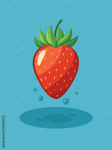 A vibrant and refreshing strawberry lays in a pool of clear water, its plump body creating ripples that gently spread outwards.