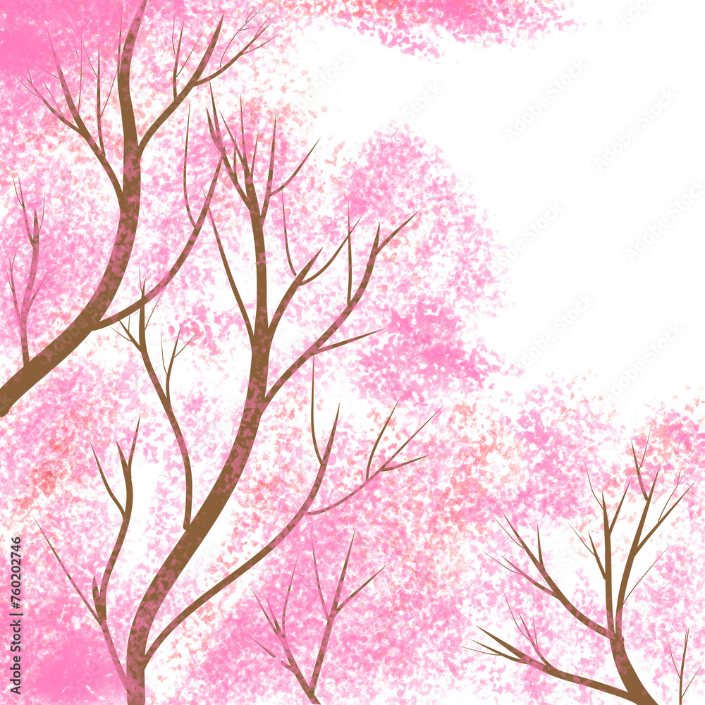 Winter cherry blossom painting,pink cherry blossom.