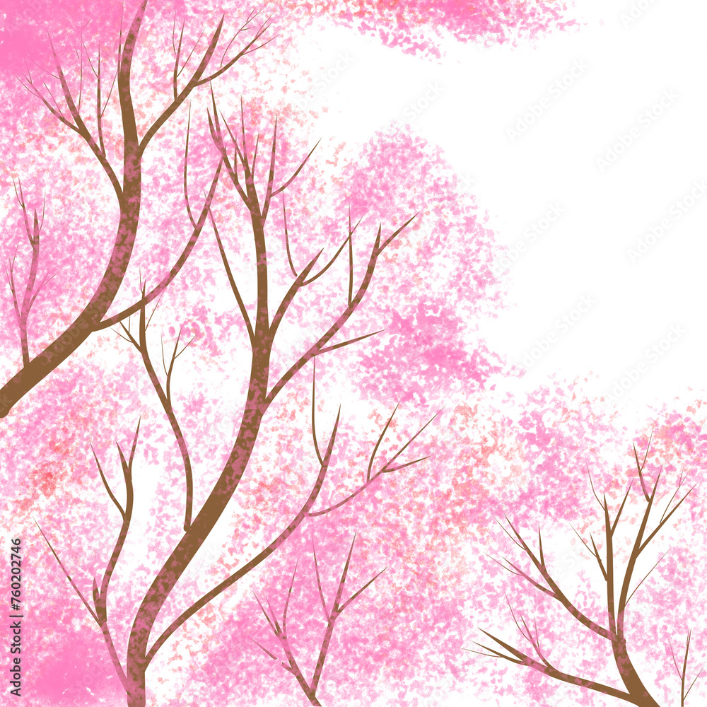 Fototapeta premium Winter cherry blossom painting,pink cherry blossom.
