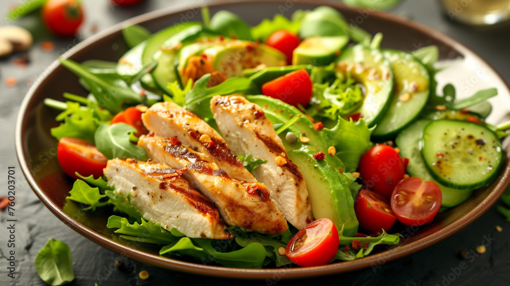 A light and refreshing salad with a mix of crisp greens. Generative Ai A light and refreshing salad with a mix of crisp greens. Generative Ai