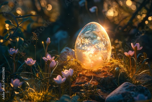 Under the Veil of Twilight, a Single Easter Egg Becomes a Beacon of Mystical Light