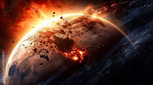 Fantasy Sci-Fi Background, The Planet Explosion in Space