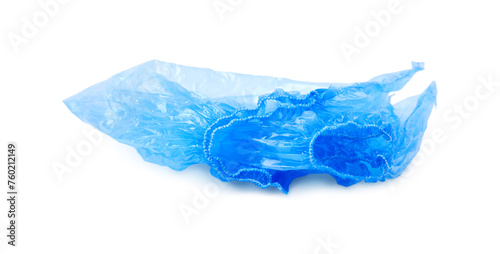 Blue medical shoe covers isolated on white