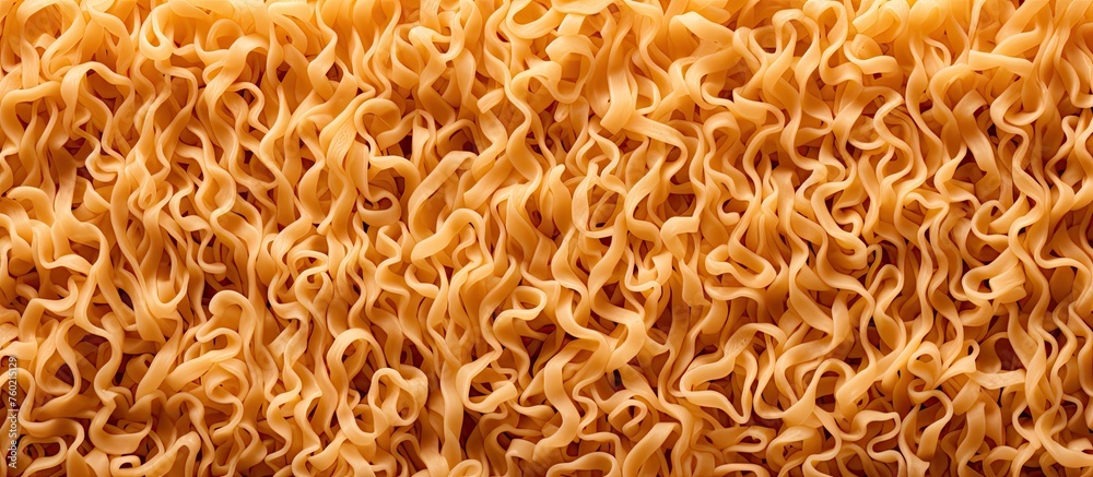 Delicious Asian Cuisine: Close-up of a Tempting Pile of Savory Noodles