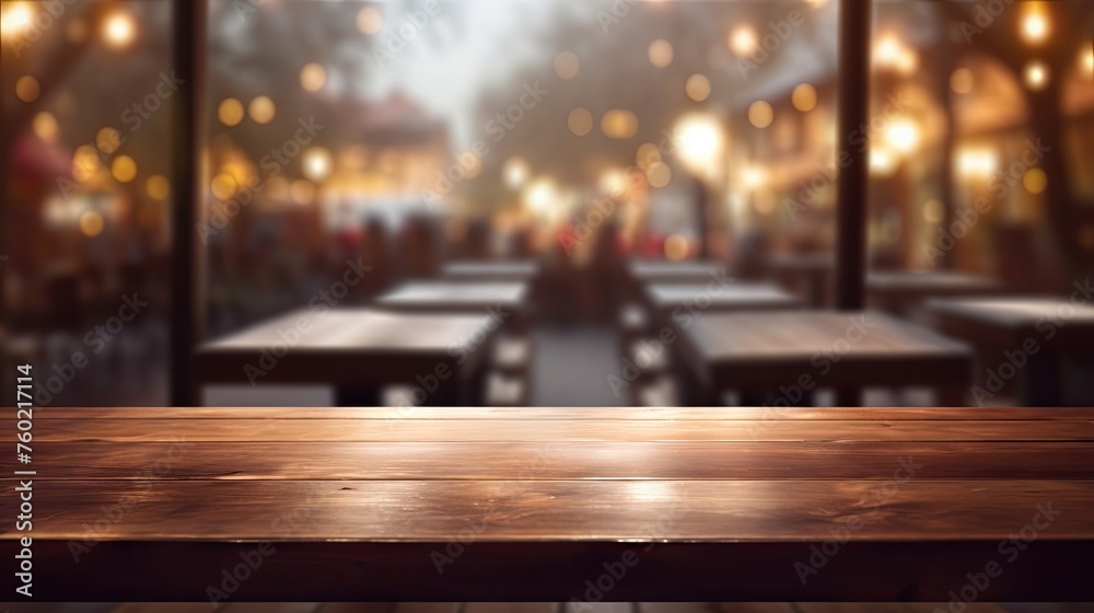 Rustic Wooden Table Set Against Blurry Background: Cozy Interior Decoration