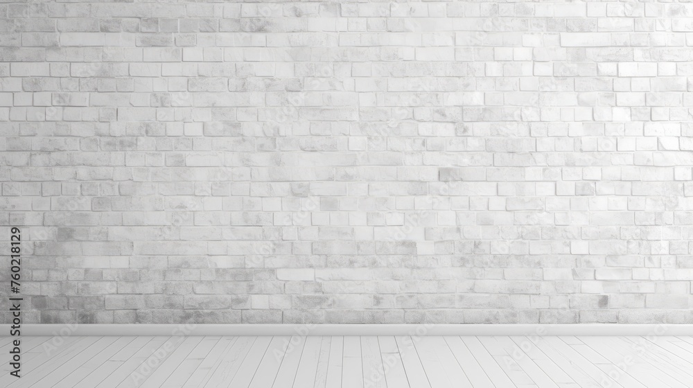 Minimalist White Brick Wall Background in an Empty Room for Interior Design Visualizations
