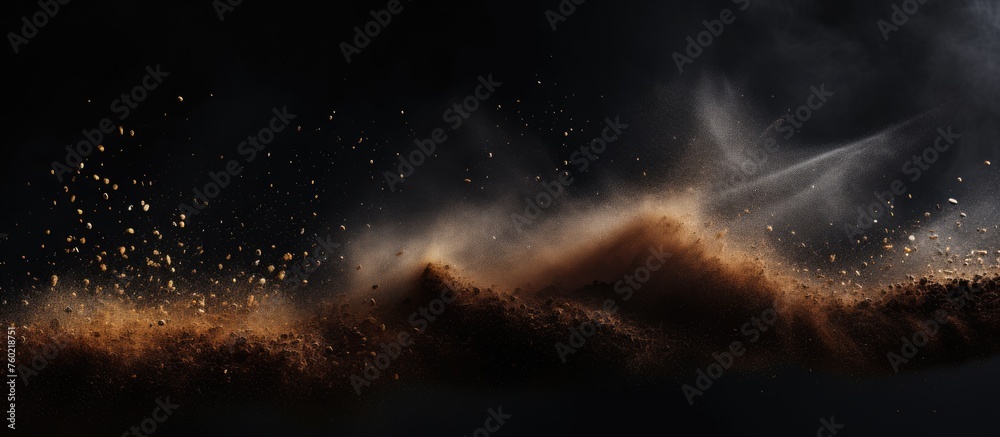 Dynamic Fire and Billowing Smoke on a Solid Black Background Illustration - obrazy, fototapety, plakaty 