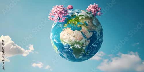 Planeta Verde com Árvores Flores e Água Limpa