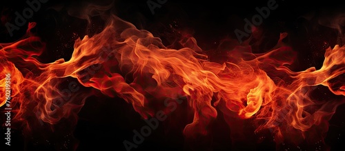 Intense Fire Flames Dancing on a Mysterious Black Background
