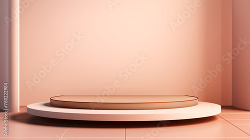 3D rendering background simple circular space exhibition stand, e-commerce technology future exhibition stand scene illustration © lin