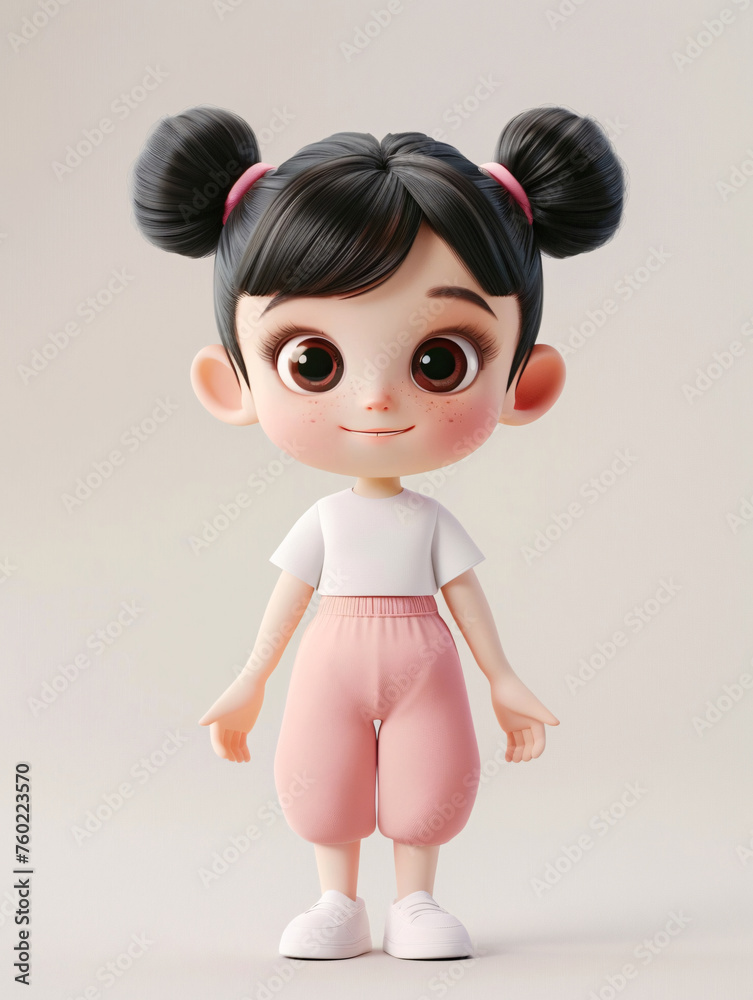 3D rendering of cute cartoon little girl, Children's Day concept illustration 3D rendering of cute cartoon little girl, Children's Day concept illustration