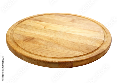 Empty round chopping board. isolated on transparent background.