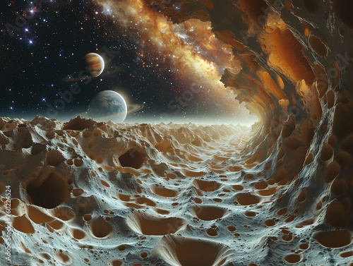 8 planets and many stars cut out of paper, the universe,8k