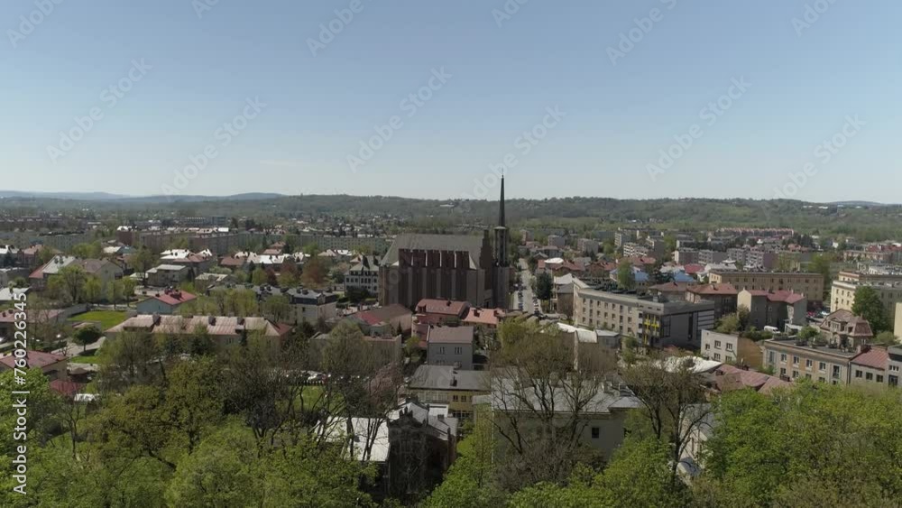 Beautiful Panorama Church Jaslo Aerial View Poland Beautiful Panorama Church Jaslo Aerial View Poland