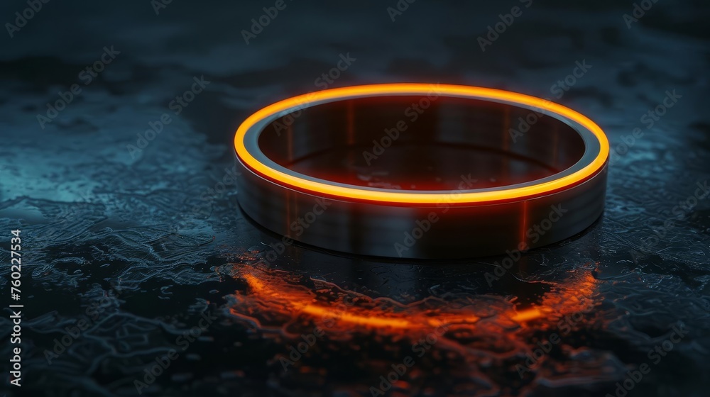 Futuristic Glowing Smart Ring on Dark Surface 3D Illustration Futuristic Glowing Smart Ring on Dark Surface 3D Illustration