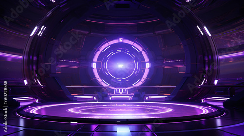 Fototapeta Naklejka Na Ścianę i Meble -  3D rendering of sci-fi stretch background with geometric tunnel and neon lines, 3d rendering concept illustration