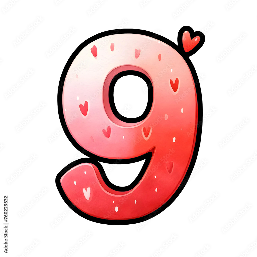 Obraz premium Red number nine