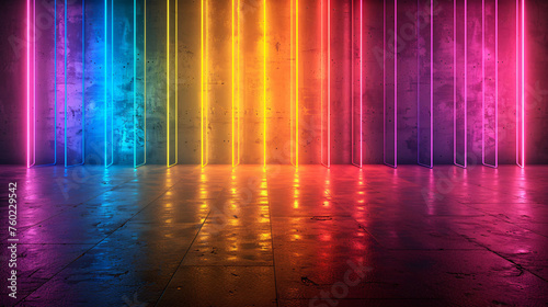Shining neon magic background  gorgeous gradient light effect background 3D rendering