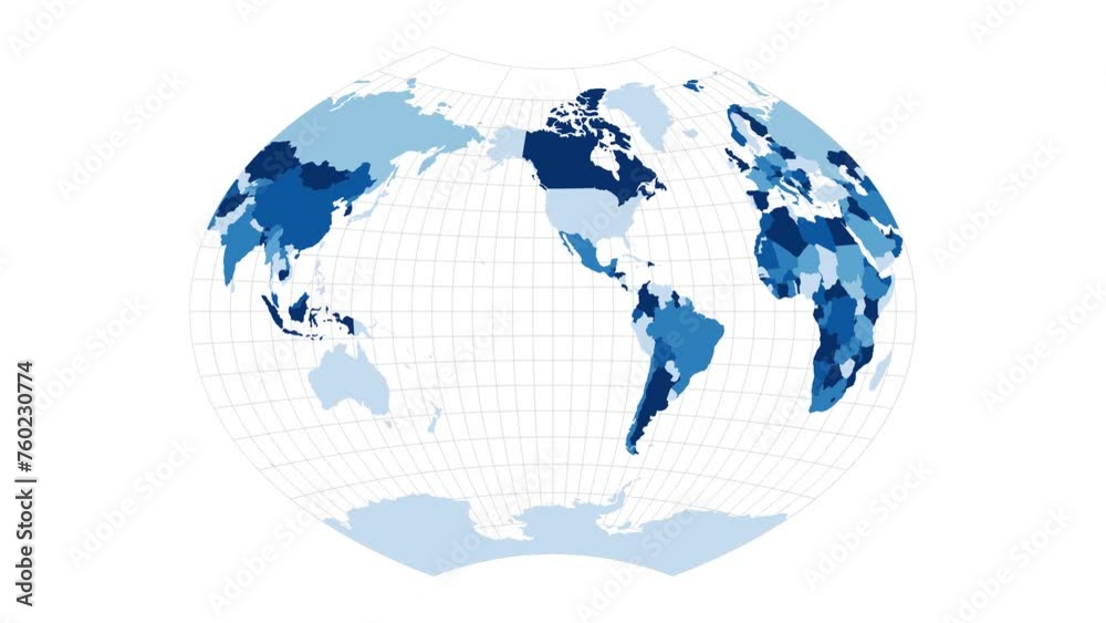 World Map. Ginzburg VI projection. Loopable rotating map of the world. Elegant footage. World Map. Ginzburg VI projection. Loopable rotating map of the world. Elegant footage.
