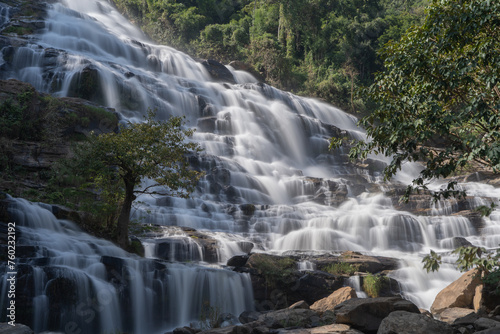 Mae Ya Waterfall  Doi Inthanon national park in Chiangmai  Thailand. Famous nature landscape background