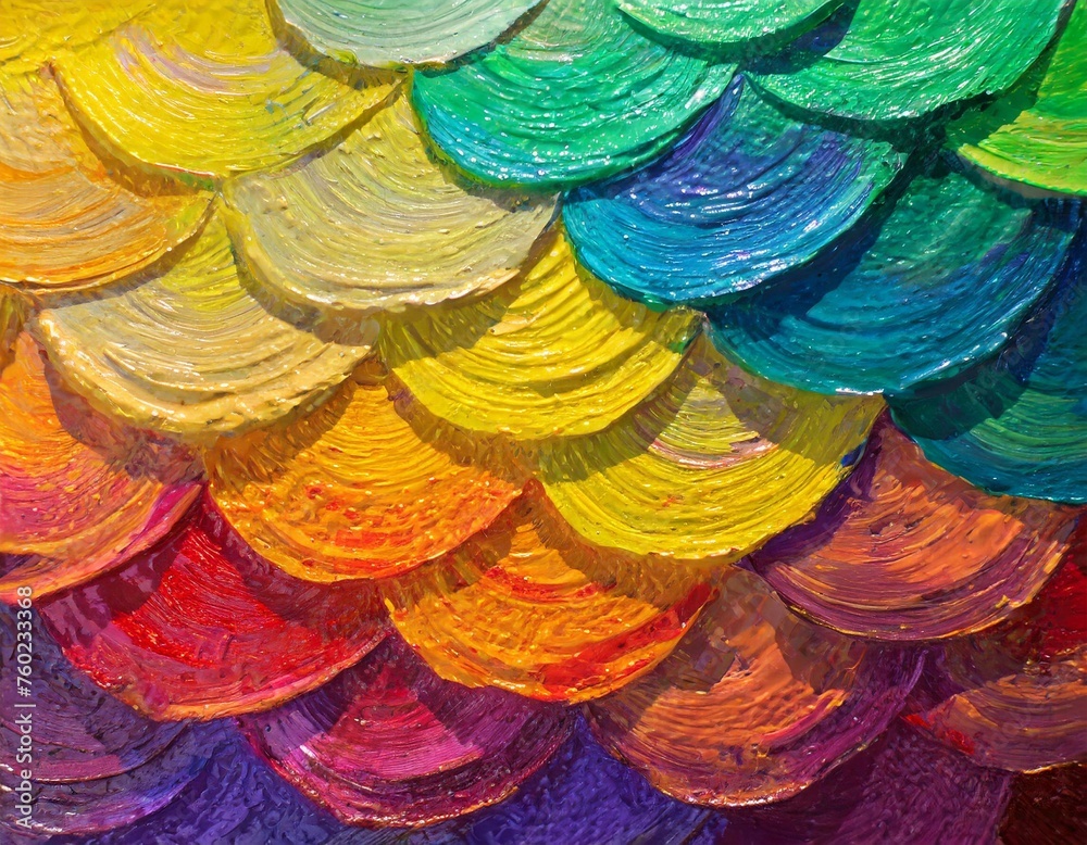 Oil painting style texture art inspired by the colorful scales of fish.