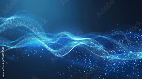 Abstract blue technology wave design, digital network background, © chanidapa